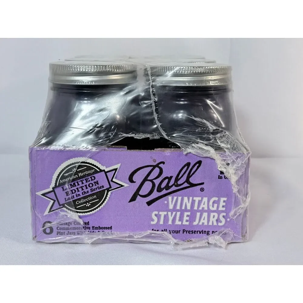 VTG Style Ball Perfect Mason Collector Edition Purple Jar SEALED Set of 6 PINT